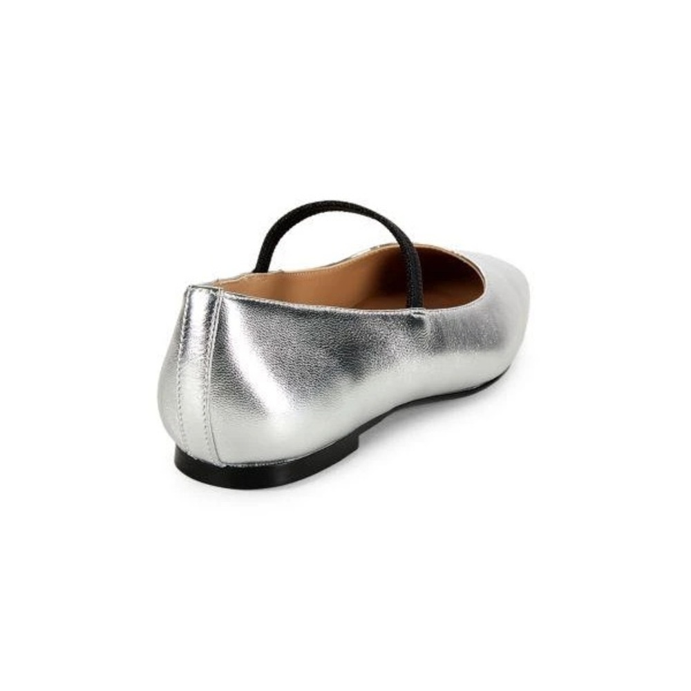Saks Fifth Avenue Mary Jane in Silver with Black Strap - Picture 3 of 12